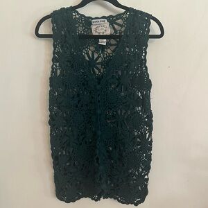 Erika Hunter Green Hand Knit Vest Large